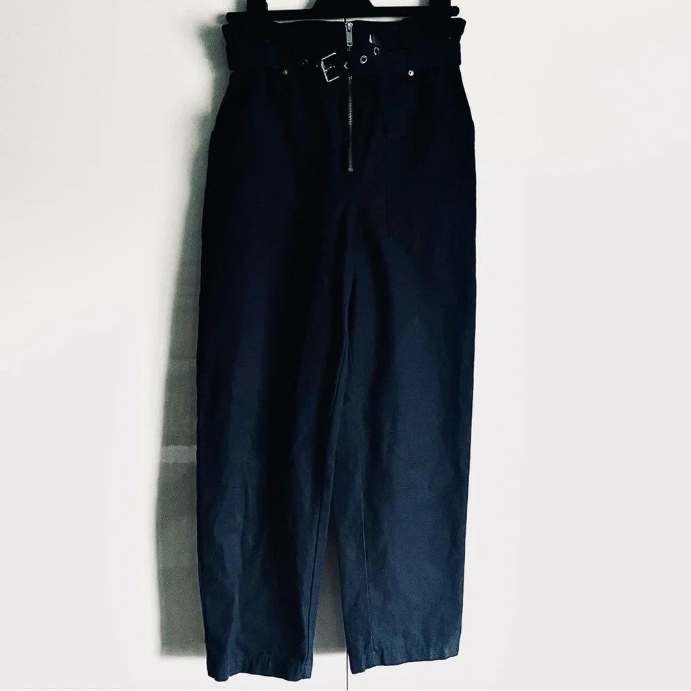 Banana Republic Hyper Navy Linen Blend Paperbag Pant Size 4 EUC